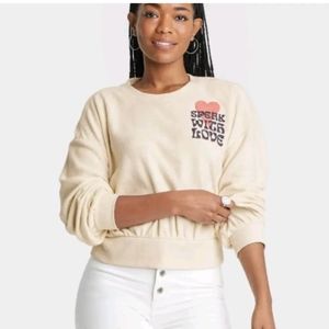 Universal Thread Women's S Cream Speak With Love Textured Fleece Sweater